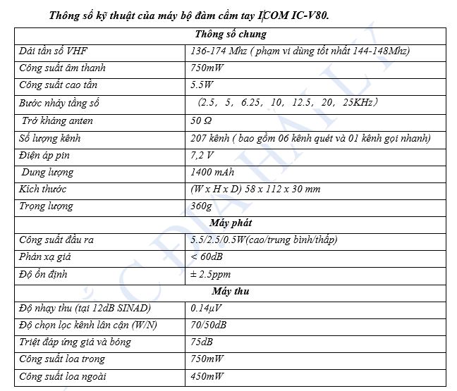 may-bo-dam-icom-ic-v8-thong-so-ky-thuat